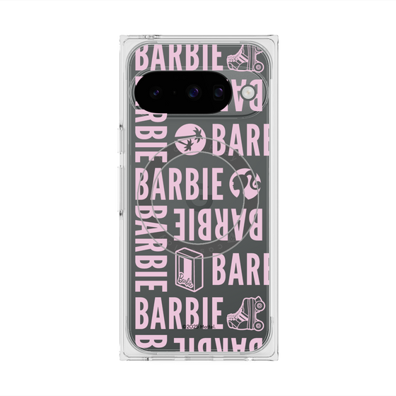 プレミアムスクエアケース with Pixelsnap［ Barbie - ロゴパターン3 - クリア ］