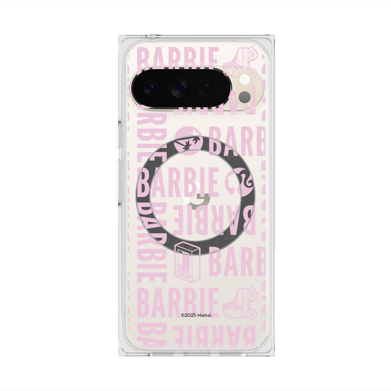 プレミアムスクエアケース with Pixelsnap［ Barbie - ロゴパターン3 - クリア ］