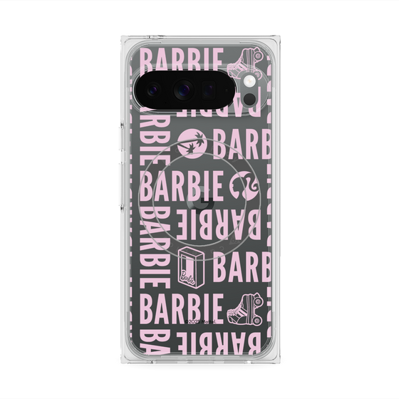 プレミアムスクエアケース with Pixelsnap［ Barbie - ロゴパターン3 - クリア ］
