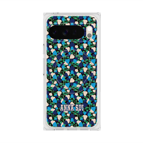 プレミアムスクエアケース with Pixelsnap［ ANNA SUI - HEARTS VINE - BLUE ］
