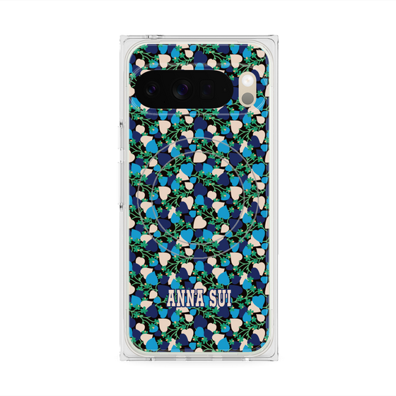 プレミアムスクエアケース with Pixelsnap［ ANNA SUI - HEARTS VINE - BLUE ］