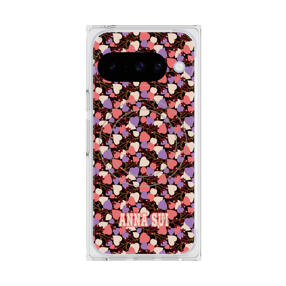プレミアムスクエアケース with Pixelsnap［ ANNA SUI - HEARTS VINE - PINK ］