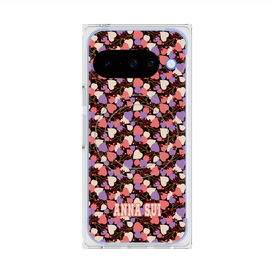 プレミアムスクエアケース with Pixelsnap［ ANNA SUI - HEARTS VINE - PINK ］