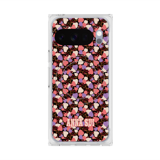 プレミアムスクエアケース with Pixelsnap［ ANNA SUI - HEARTS VINE - PINK ］