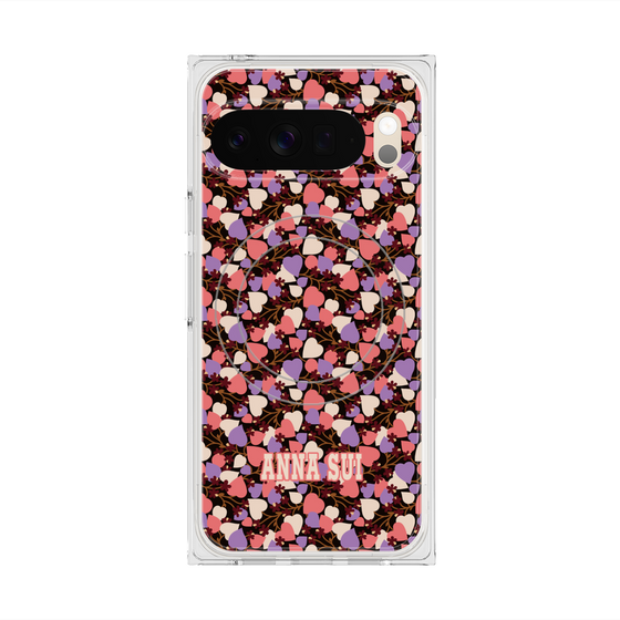 プレミアムスクエアケース with Pixelsnap［ ANNA SUI - HEARTS VINE - PINK ］