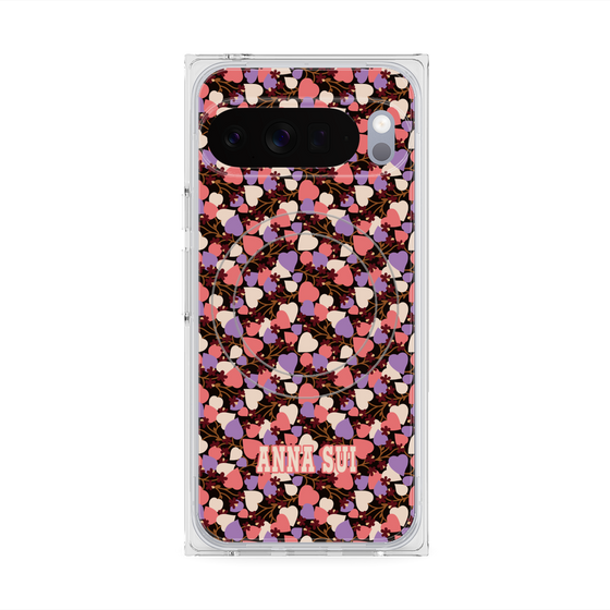 プレミアムスクエアケース with Pixelsnap［ ANNA SUI - HEARTS VINE - PINK ］