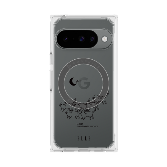 プレミアムスクエアケース with Pixelsnap［ ELLE - All cats are grey in the dark ］