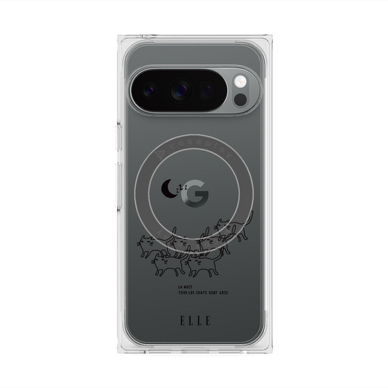 プレミアムスクエアケース with Pixelsnap［ ELLE - All cats are grey in the dark ］
