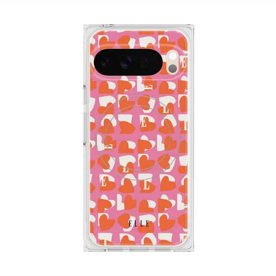 プレミアムスクエアケース with Pixelsnap［ ELLE - Saint Valentin - ピンク ］