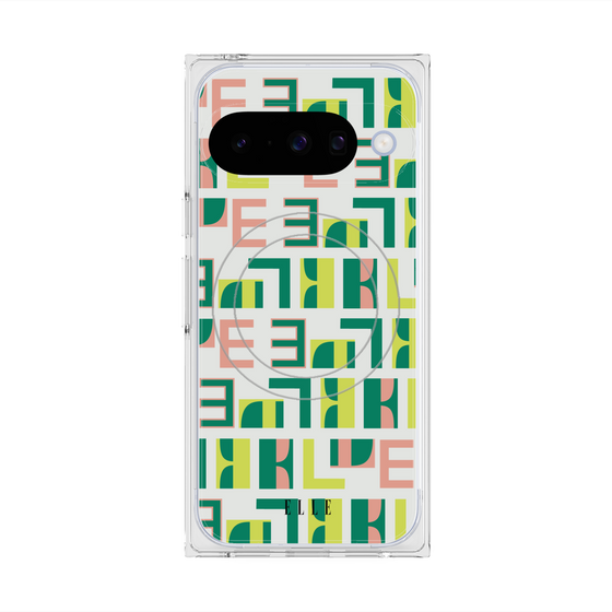 プレミアムスクエアケース with Pixelsnap［ ELLE - Iconics Prints2 ］