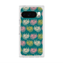 プレミアムスクエアケース with Pixelsnap［ ELLE - Cat Pattern - グリーン ］