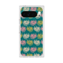 プレミアムスクエアケース with Pixelsnap［ ELLE - Cat Pattern - グリーン ］