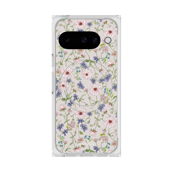 プレミアムスクエアケース with Pixelsnap［ 日比谷花壇 - FloralSymphony - ベージュ ］