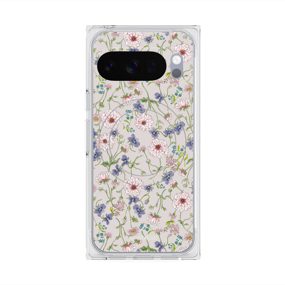 プレミアムスクエアケース with Pixelsnap［ 日比谷花壇 - FloralSymphony - ベージュ ］