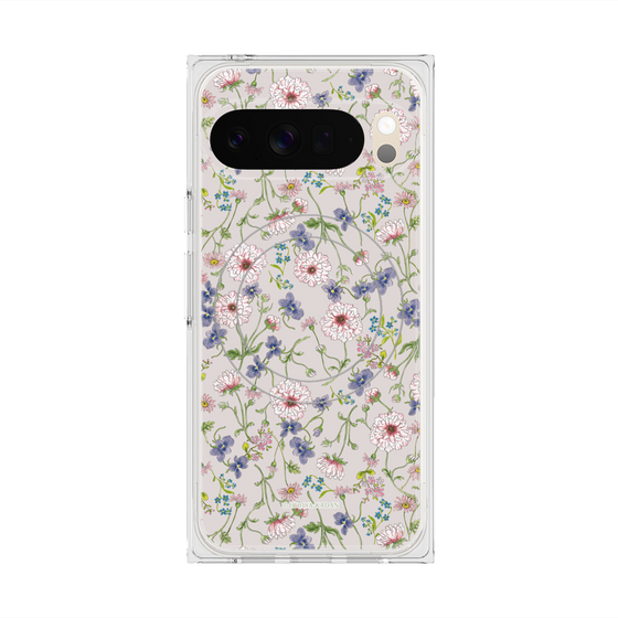 プレミアムスクエアケース with Pixelsnap［ 日比谷花壇 - FloralSymphony - ベージュ ］