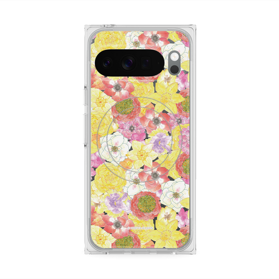 プレミアムスクエアケース with Pixelsnap［ 日比谷花壇 - HarmonyinBloom - イエロー ］