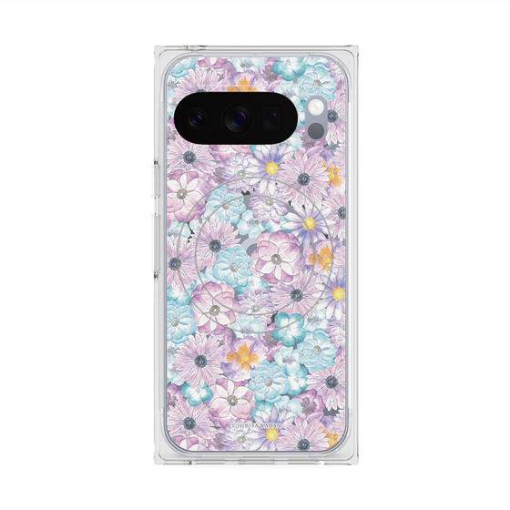 プレミアムスクエアケース with Pixelsnap［ 日比谷花壇 - HarmonyinBloom - パープル ］