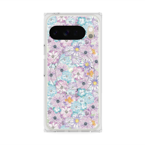 プレミアムスクエアケース with Pixelsnap［ 日比谷花壇 - HarmonyinBloom - パープル ］