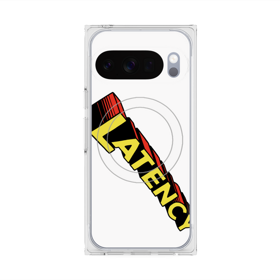 プレミアムスクエアケース with Pixelsnap［ LATENCY - Rock logo - White ］