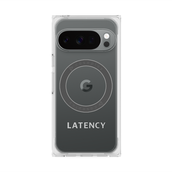 プレミアムスクエアケース with Pixelsnap［ LATENCY - Logotype - Gray ］