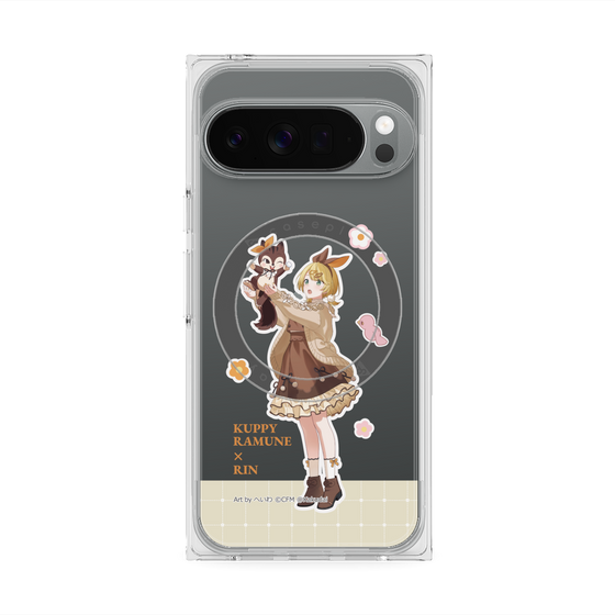 プレミアムスクエアケース with Pixelsnap［ 初音ミク×クッピーラムネ - 鏡音リン×ラム - 等身イラスト2 ］