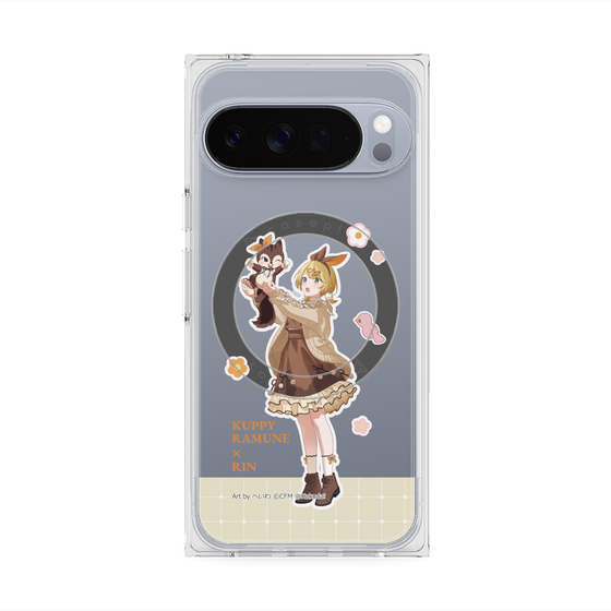プレミアムスクエアケース with Pixelsnap［ 初音ミク×クッピーラムネ - 鏡音リン×ラム - 等身イラスト2 ］