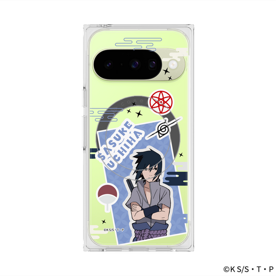 プレミアムスクエアケース with Pixelsnap［ NARUTO -ナルト- 疾風伝 - ステッカー - うちはサスケ ］