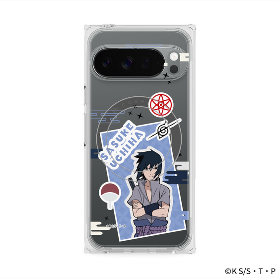 プレミアムスクエアケース with Pixelsnap［ NARUTO -ナルト- 疾風伝 - ステッカー - うちはサスケ ］