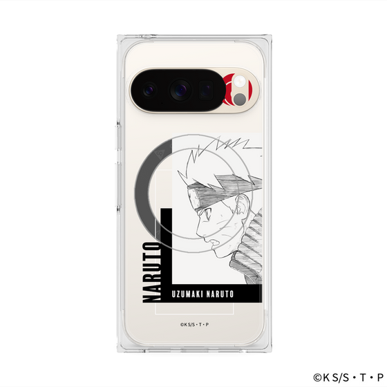 プレミアムスクエアケース with Pixelsnap［ NARUTO-ナルト- 疾風伝 - うずまきナルト - 線画 ］