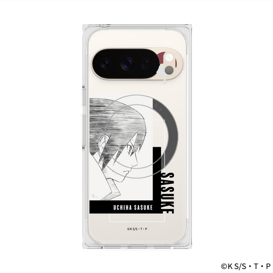 プレミアムスクエアケース with Pixelsnap［ NARUTO-ナルト- 疾風伝 - うちはサスケ - 線画 ］