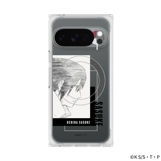 プレミアムスクエアケース with Pixelsnap［ NARUTO -ナルト- 疾風伝 - うちはサスケ - 線画 ］