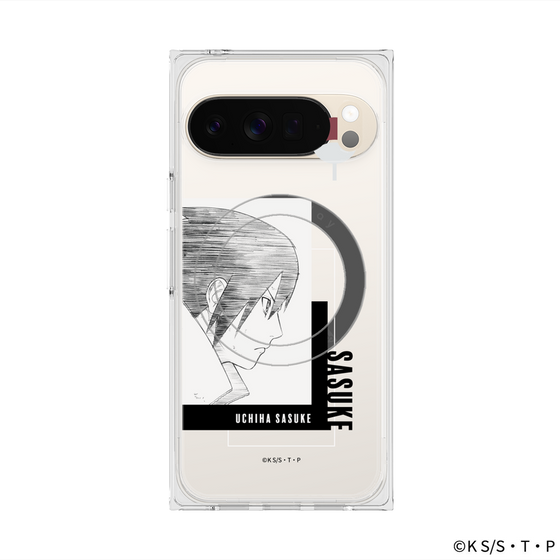 プレミアムスクエアケース with Pixelsnap［ NARUTO-ナルト- 疾風伝 - うちはサスケ - 線画 ］