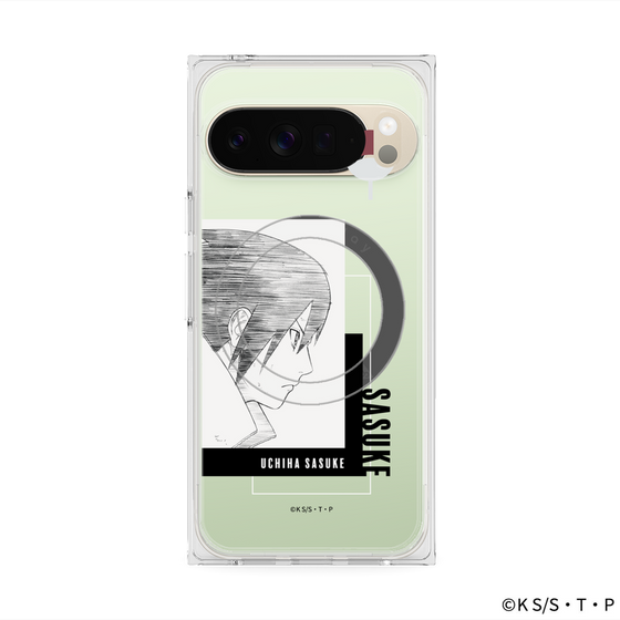 プレミアムスクエアケース with Pixelsnap［ NARUTO -ナルト- 疾風伝 - うちはサスケ - 線画 ］
