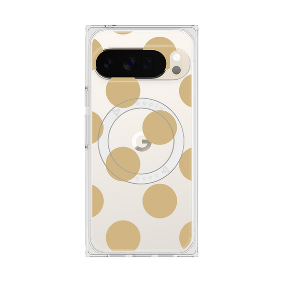 プレミアムスクエアケース with Pixelsnap［ シンプルドット - Beige ］