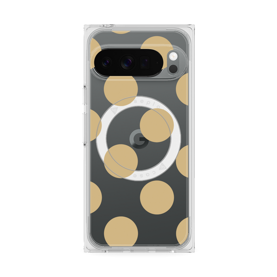 プレミアムスクエアケース with Pixelsnap［ シンプルドット - Beige ］