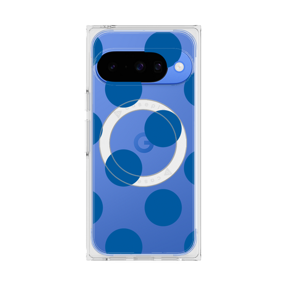 プレミアムスクエアケース with Pixelsnap［ シンプルドット - Blue ］