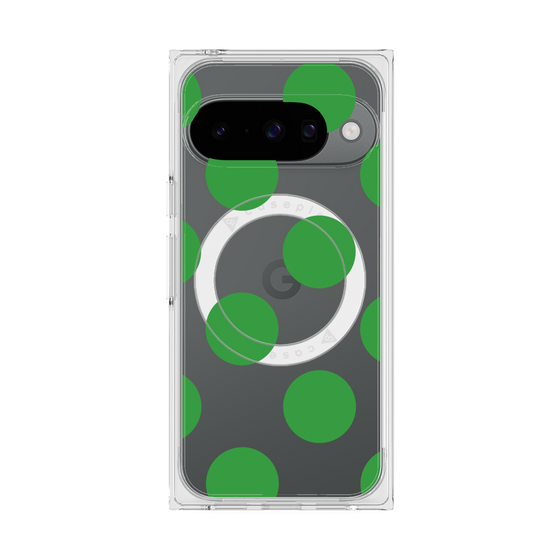 プレミアムスクエアケース with Pixelsnap［ シンプルドット - Green ］