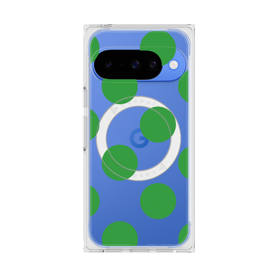 プレミアムスクエアケース with Pixelsnap［ シンプルドット - Green ］