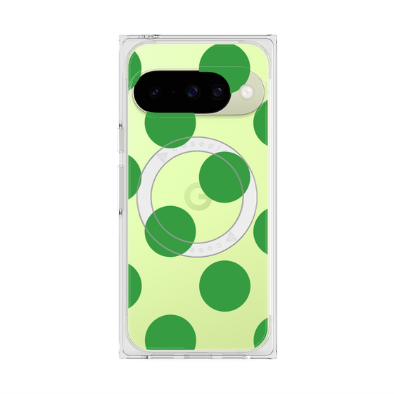 プレミアムスクエアケース with Pixelsnap［ シンプルドット - Green ］