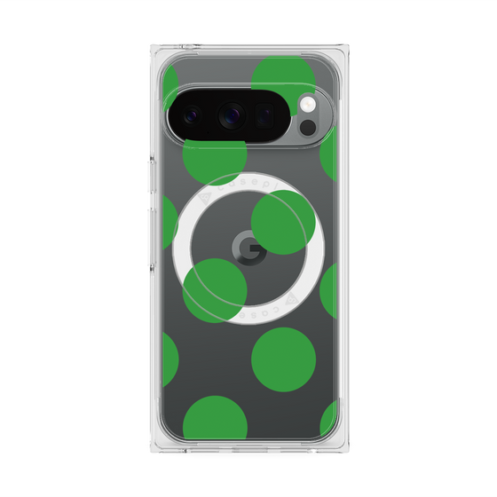 プレミアムスクエアケース with Pixelsnap［ シンプルドット - Green ］