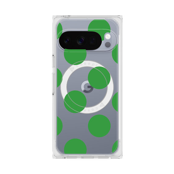 プレミアムスクエアケース with Pixelsnap［ シンプルドット - Green ］