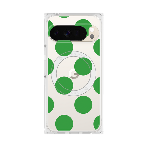 プレミアムスクエアケース with Pixelsnap［ シンプルドット - Green ］