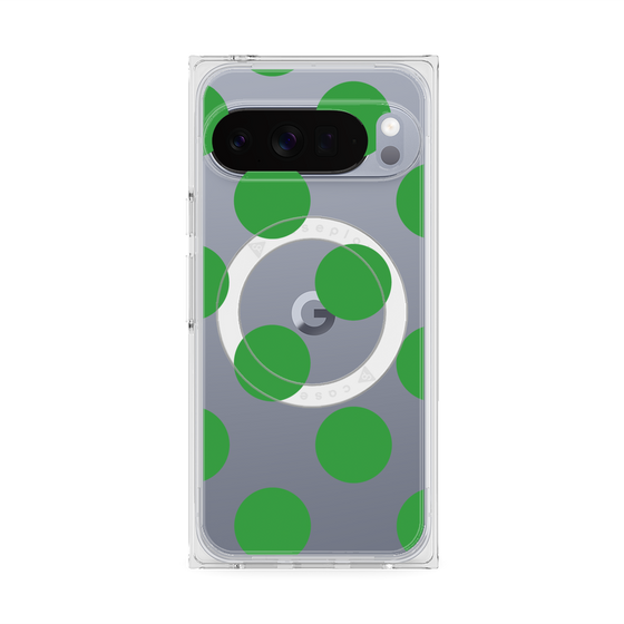 プレミアムスクエアケース with Pixelsnap［ シンプルドット - Green ］