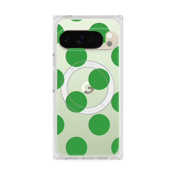 プレミアムスクエアケース with Pixelsnap［ シンプルドット - Green ］