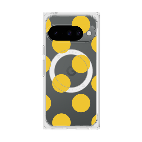 プレミアムスクエアケース with Pixelsnap［ シンプルドット - Yellow ］