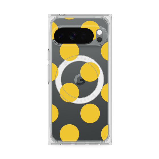 プレミアムスクエアケース with Pixelsnap［ シンプルドット - Yellow ］