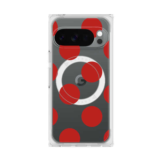 プレミアムスクエアケース with Pixelsnap［ シンプルドット - Red ］