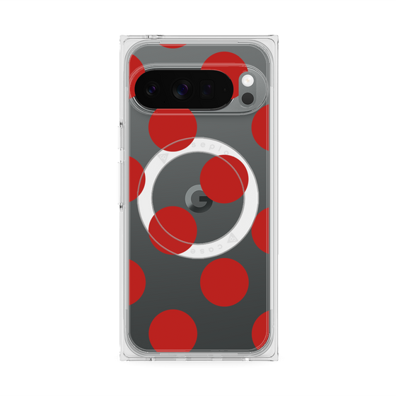 プレミアムスクエアケース with Pixelsnap［ シンプルドット - Red ］