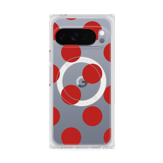 プレミアムスクエアケース with Pixelsnap［ シンプルドット - Red ］