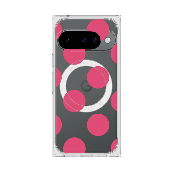 プレミアムスクエアケース with Pixelsnap［ シンプルドット - Pink ］